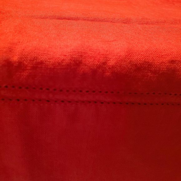 Williams Sonoma Red 100% Linen Hemstitch Rectangle Tablecloth 4 Napkins 70x90" - Picture 7 of 9